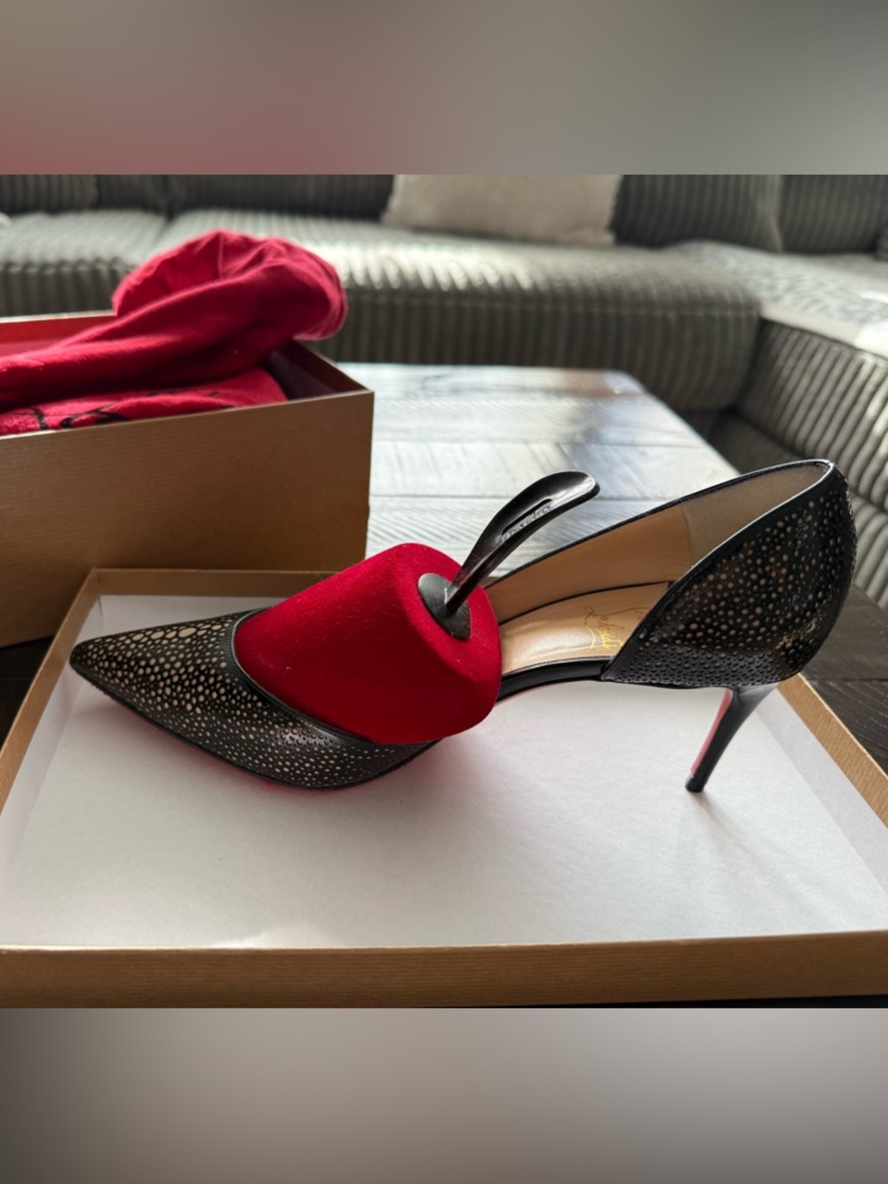 Christian Louboutin Black (GALUPUMP) Perforated Pointed Mules